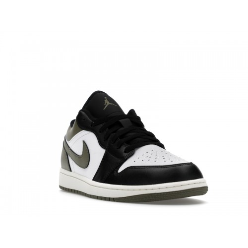 Кроссы Jordan 1 Low Black Toe Medium Olive - мужская сетка размеров