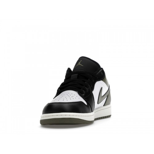 Кроссы Jordan 1 Low Black Toe Medium Olive - мужская сетка размеров