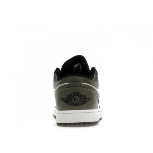Кроссы Jordan 1 Low Black Toe Medium Olive - мужская сетка размеров