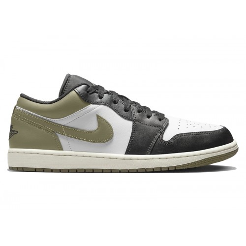 Кроссы Jordan 1 Low Black Toe Medium Olive - мужская сетка размеров