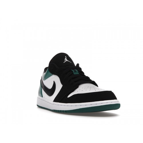 Кроссы Jordan 1 Low White Black Mystic Green - мужская сетка размеров