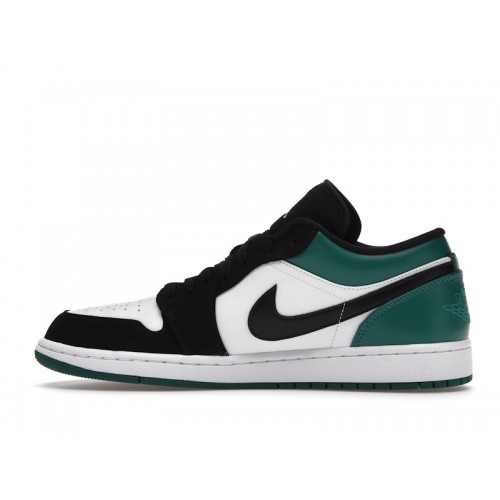 Кроссы Jordan 1 Low White Black Mystic Green - мужская сетка размеров
