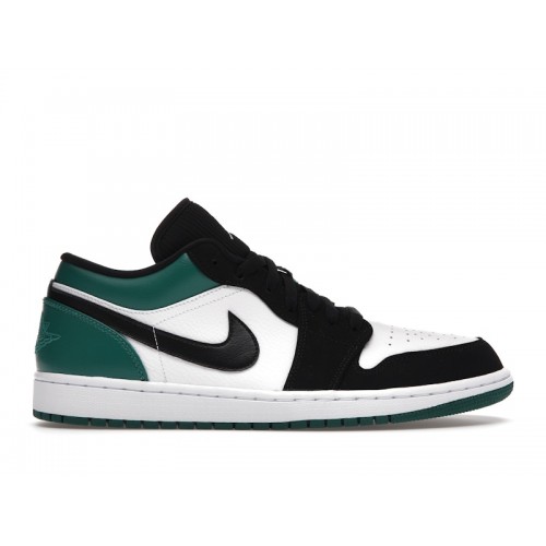 Кроссы Jordan 1 Low White Black Mystic Green - мужская сетка размеров