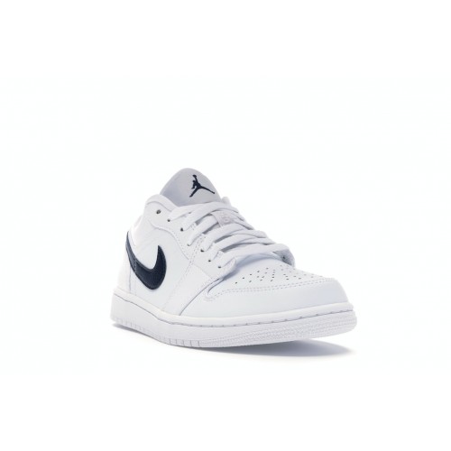 Кроссы Jordan 1 Low White Obsidian - мужская сетка размеров