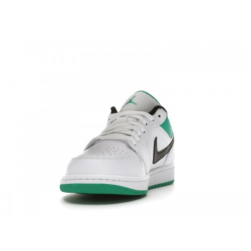 Кроссы Jordan 1 Low White Lucky Green Black - мужская сетка размеров