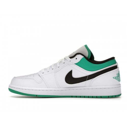 Кроссы Jordan 1 Low White Lucky Green Black - мужская сетка размеров