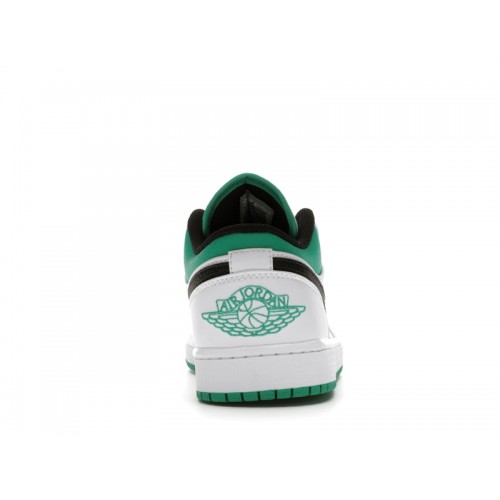 Кроссы Jordan 1 Low White Lucky Green Black - мужская сетка размеров