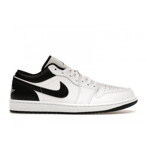 Кроссы Jordan 1 Low White Black - мужская сетка размеров