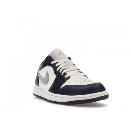 Кроссы Jordan 1 Low Wolf Grey Midnight Navy - мужская сетка размеров