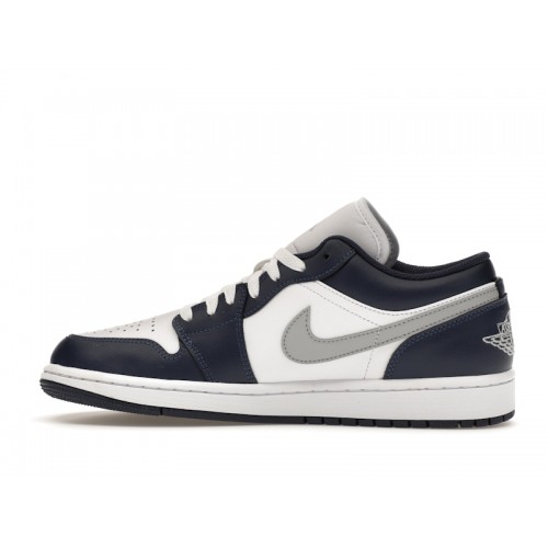 Кроссы Jordan 1 Low Wolf Grey Midnight Navy - мужская сетка размеров