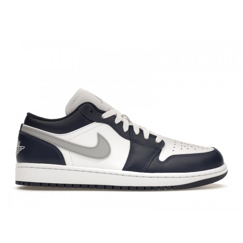 Кроссы Jordan 1 Low Wolf Grey Midnight Navy - мужская сетка размеров