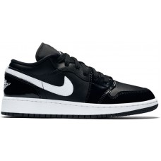 Подростковые Jordan 1 Low Black Patent White (GS)