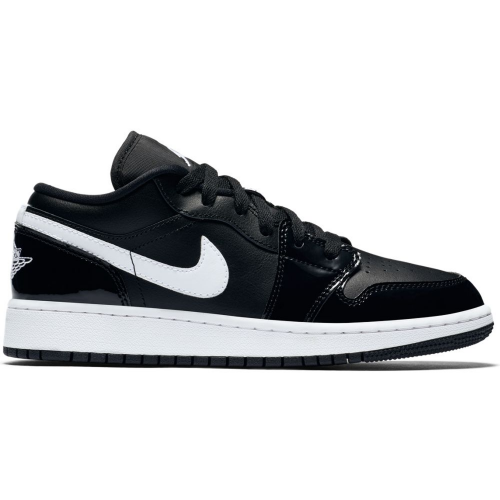 Кроссы Jordan 1 Low Black Patent White (GS) - подростковая сетка размеров