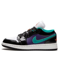 Подростковые Jordan 1 Low Black Court Purple Turbo Green (GS)