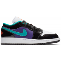 Подростковые кроссовки Jordan 1 Low Black Court Purple Turbo Green (GS)