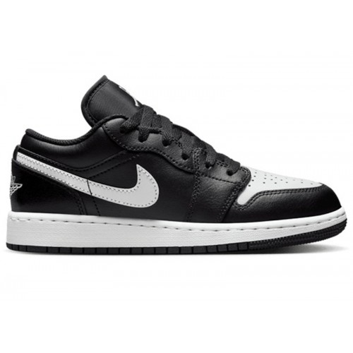 Кроссы Jordan 1 Low Black Summit White (GS) - подростковая сетка размеров