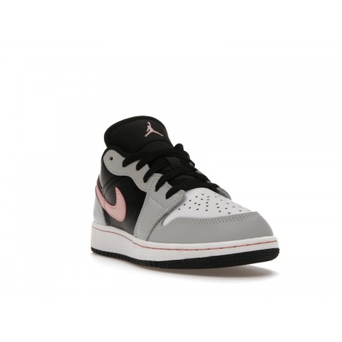 Кроссы Jordan 1 Low Black Grey Pink (GS) - подростковая сетка размеров