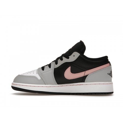 Кроссы Jordan 1 Low Black Grey Pink (GS) - подростковая сетка размеров