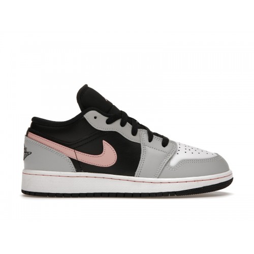 Кроссы Jordan 1 Low Black Grey Pink (GS) - подростковая сетка размеров