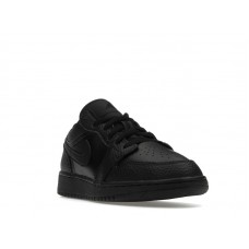 Подростковые Jordan 1 Low Tumbled Leather Black (GS)