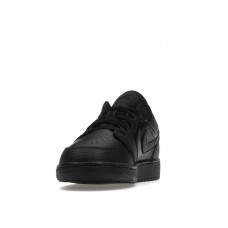 Подростковые Jordan 1 Low Tumbled Leather Black (GS)