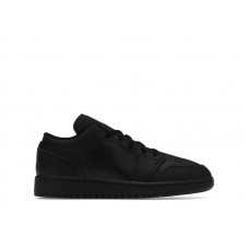 Подростковые Jordan 1 Low Tumbled Leather Black (GS)