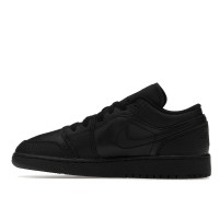 Подростковые Jordan 1 Low Tumbled Leather Black (GS)