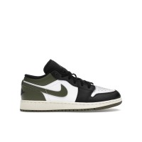 Подростковые кроссовки Jordan 1 Low Black Toe Medium Olive (GS)