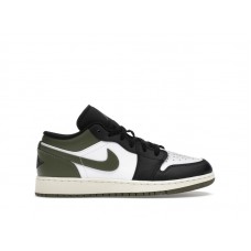 Подростковые кроссовки Jordan 1 Low Black Toe Medium Olive (GS)