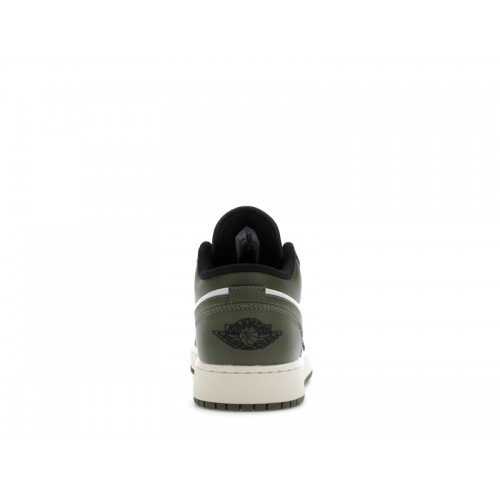 Кроссы Jordan 1 Low Black Toe Medium Olive (GS) - подростковая сетка размеров