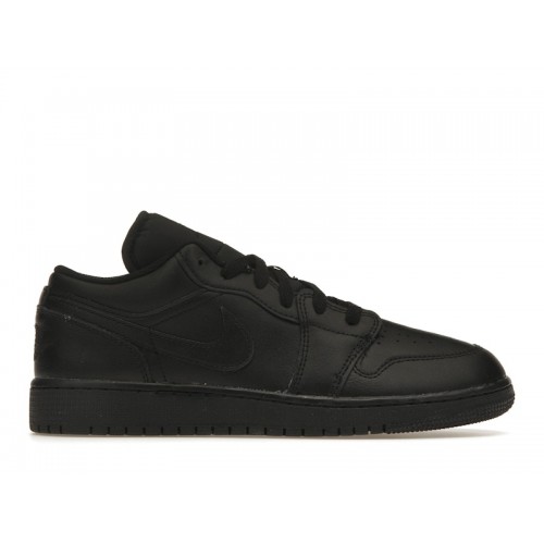 Кроссы Jordan 1 Low Triple Black (2022) (GS) - подростковая сетка размеров
