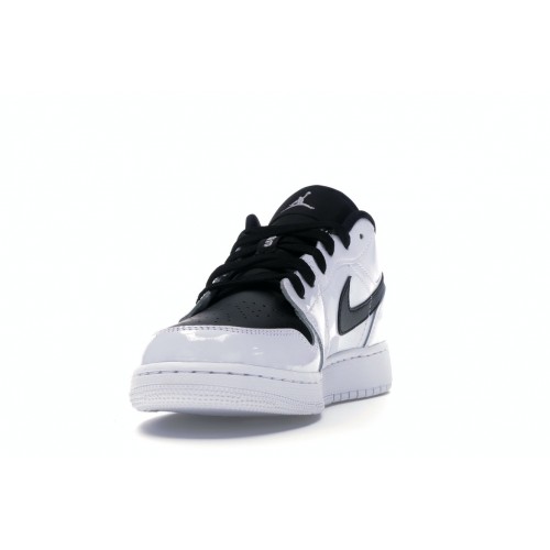 Кроссы Jordan 1 Low White Black (GS) - подростковая сетка размеров