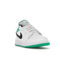 Подростковые Jordan 1 Low White Lucky Green Tumbled Leather (GS)