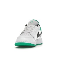 Подростковые Jordan 1 Low White Lucky Green Tumbled Leather (GS)