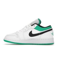 Подростковые Jordan 1 Low White Lucky Green Tumbled Leather (GS)