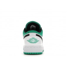 Подростковые Jordan 1 Low White Lucky Green Tumbled Leather (GS)