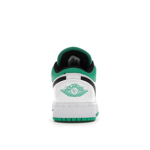 Кроссы Jordan 1 Low White Lucky Green Tumbled Leather (GS) - Подростковая сетка размеров