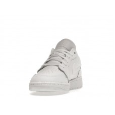 Подростковые Jordan 1 Low Triple White Tumbled Leather (GS)