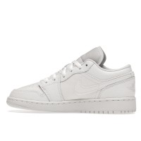 Подростковые Jordan 1 Low Triple White Tumbled Leather (GS)