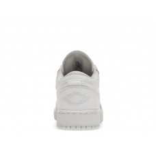 Подростковые Jordan 1 Low Triple White Tumbled Leather (GS)