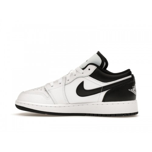 Кроссы Jordan 1 Low White Black (GS) - подростковая сетка размеров