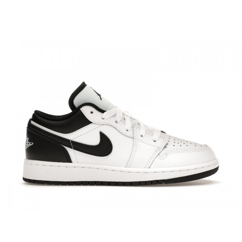 Кроссы Jordan 1 Low White Black (GS) - подростковая сетка размеров