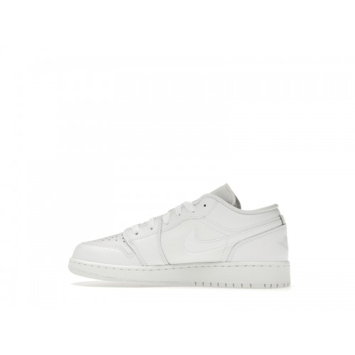 Кроссы Jordan 1 Low Triple White (2023) (GS) - подростковая сетка размеров