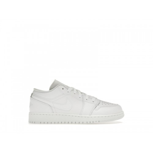 Кроссы Jordan 1 Low Triple White (2023) (GS) - подростковая сетка размеров