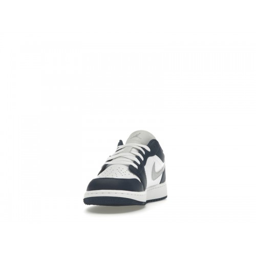 Кроссы Jordan 1 Low Midnight Navy Wolf Grey (GS) - подростковая сетка размеров