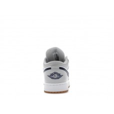 Подростковые Jordan 1 Low White Neutral Grey Gum Midnight Navy (GS)