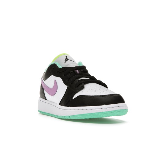 Кроссы Jordan 1 Low Green Glow Violet Shock (GS) - Подростковая сетка размеров