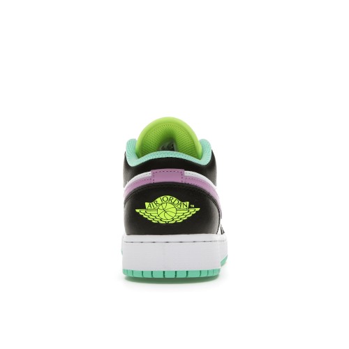 Кроссы Jordan 1 Low Green Glow Violet Shock (GS) - Подростковая сетка размеров