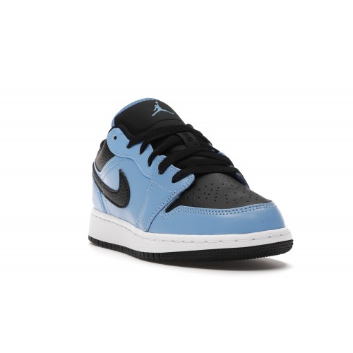 Кроссы Jordan 1 Low University Blue Black (GS) - Подростковая сетка размеров