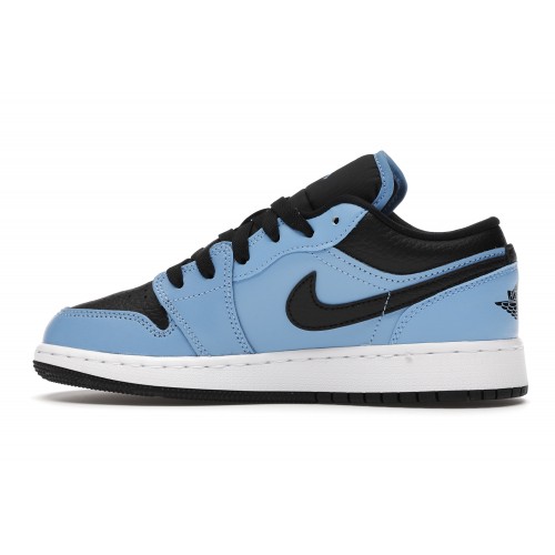 Кроссы Jordan 1 Low University Blue Black (GS) - Подростковая сетка размеров